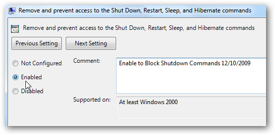Quitar botones de Apagado y Encendido en Windows 7 4