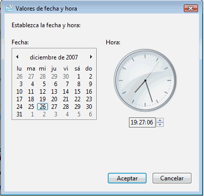 Cambiar la fecha y hora en Windows Vista 1