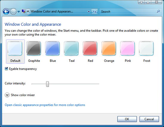 Cambiar color y apariencia de Windows Vista 1