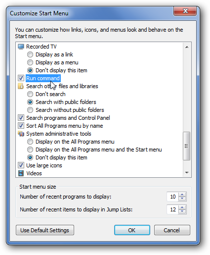 Habilitar comando Ejecutar en Windows 7 1